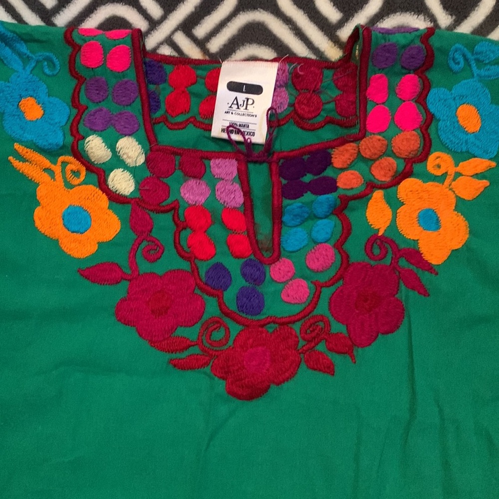 Womens Traditional Mexican Shirt Large - Picture 2 of 7